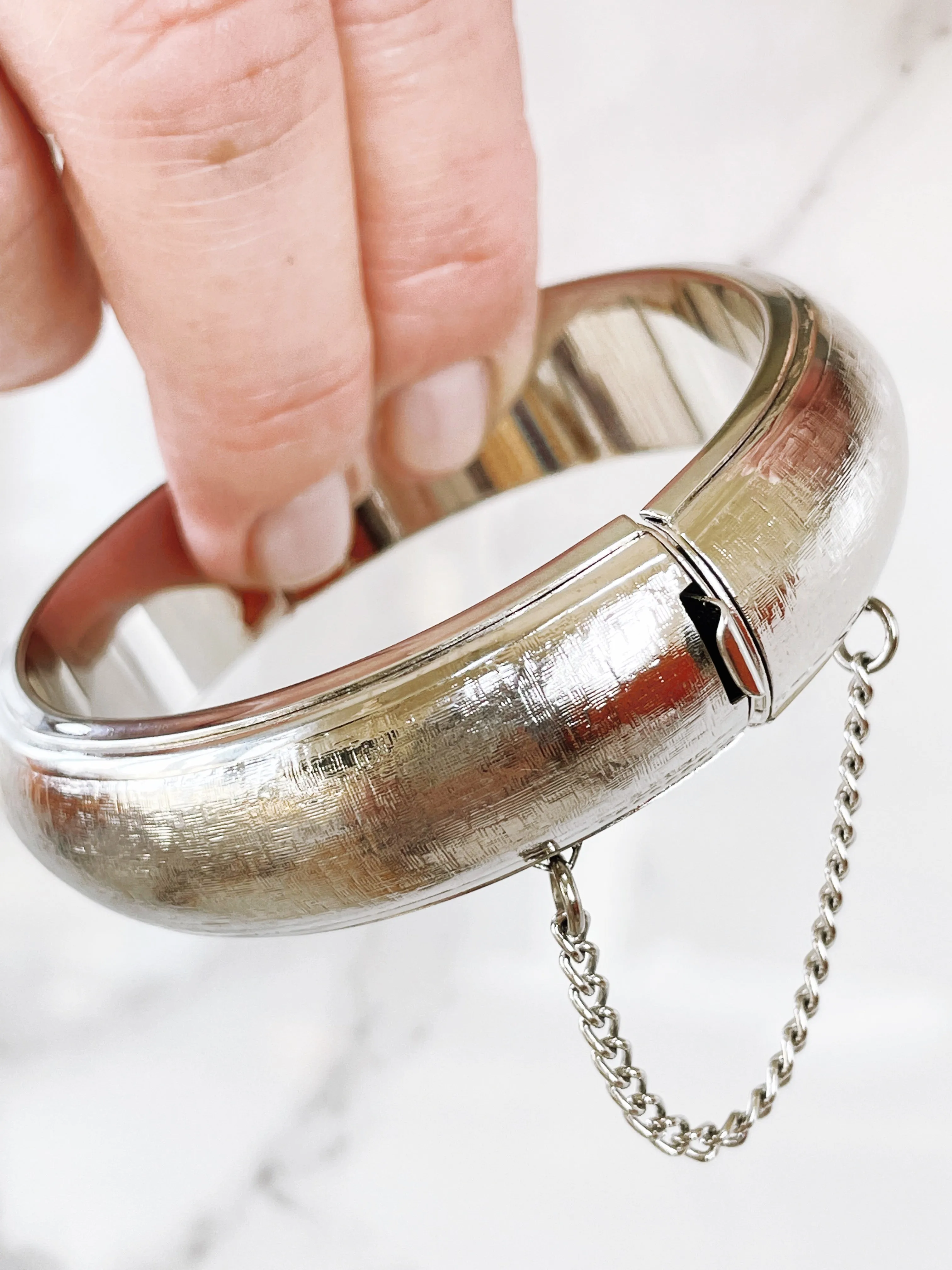 Vintage Bangle with Safety Chain
