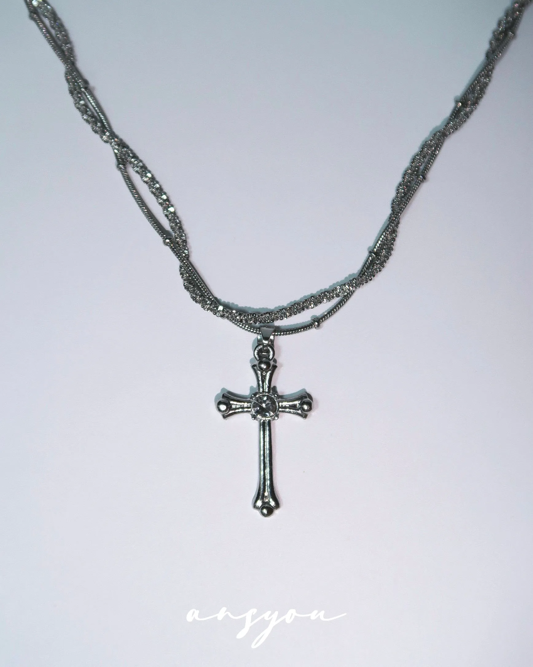 Vintage Cross Layered Necklace