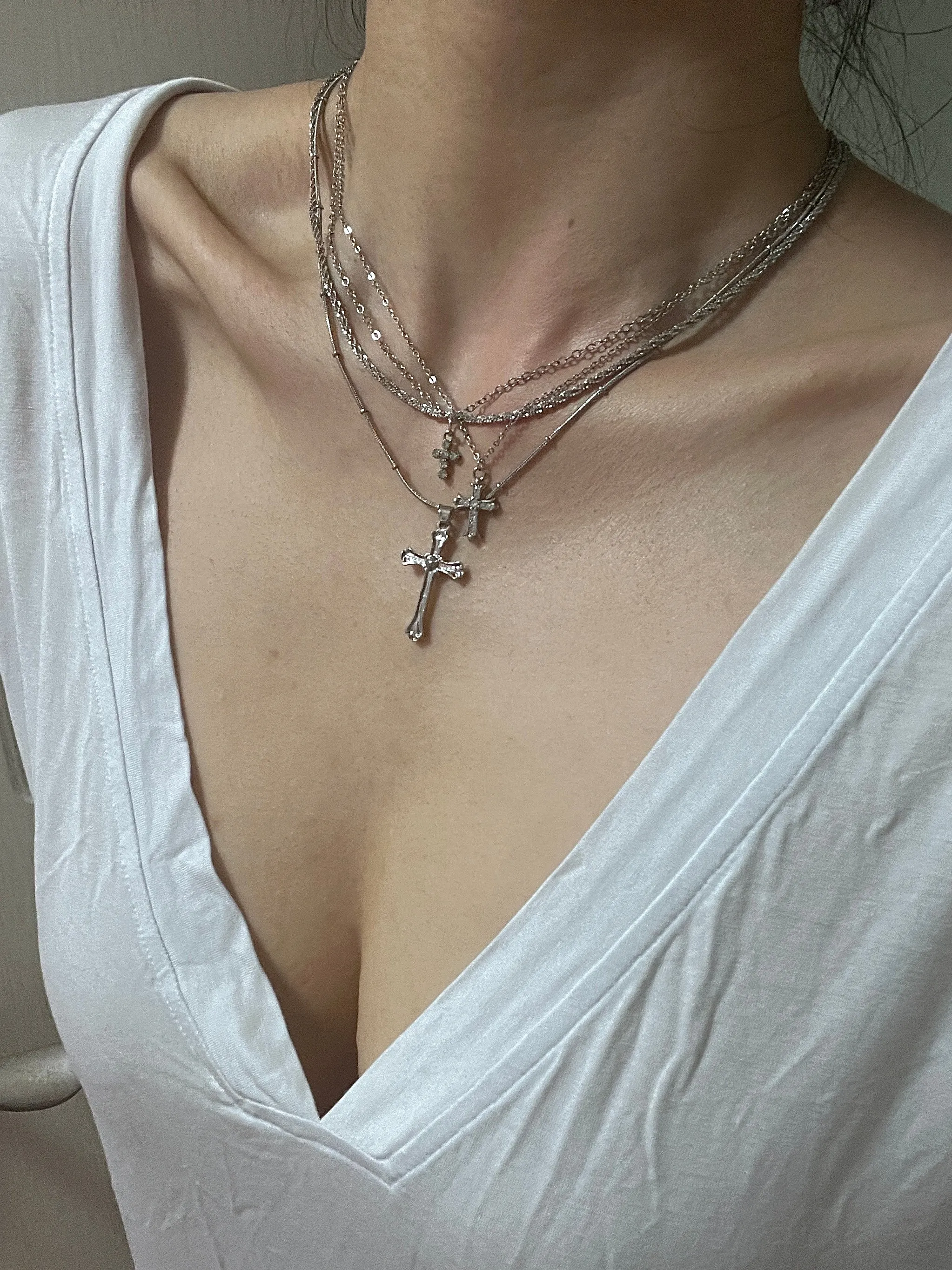 Vintage Cross Layered Necklace