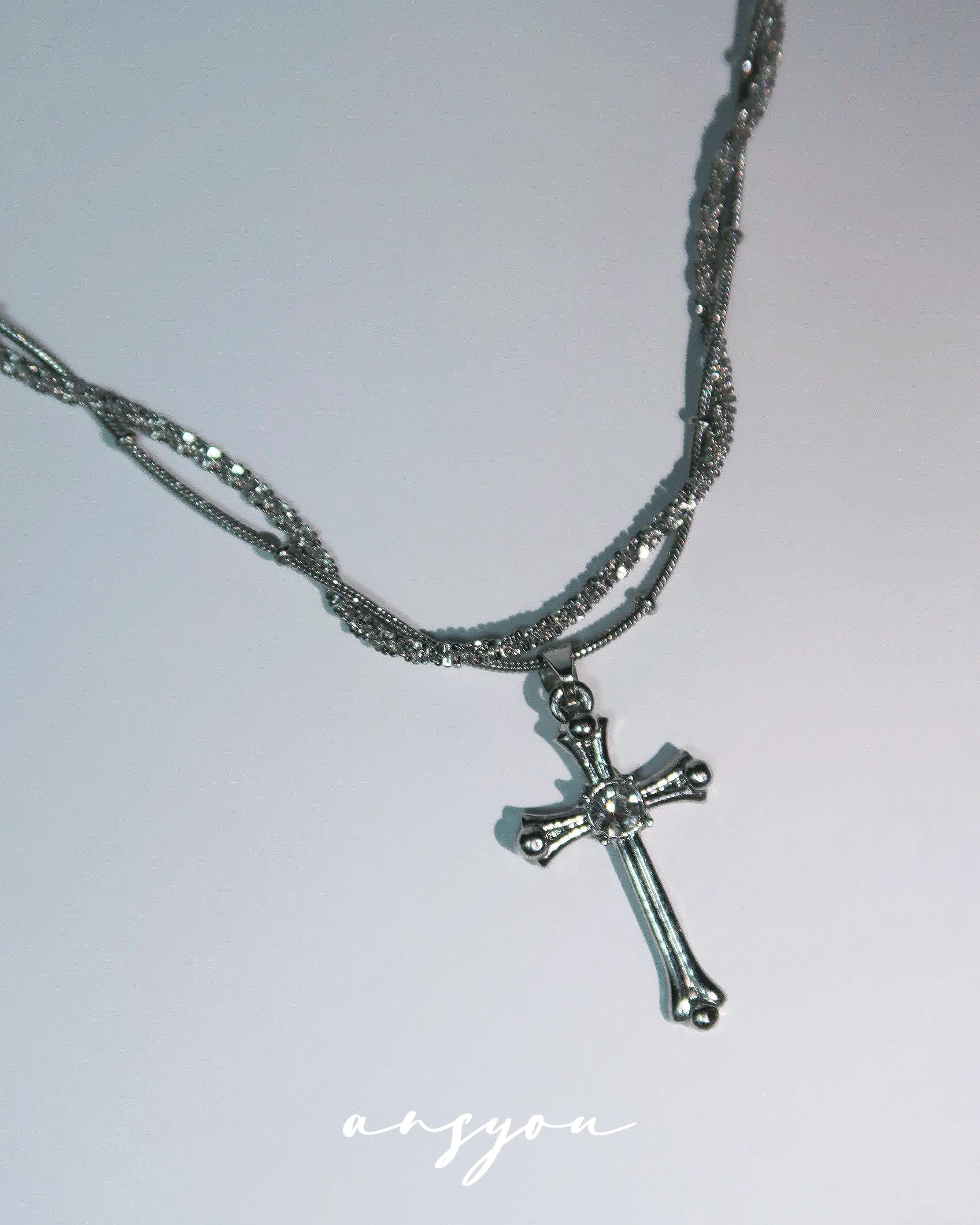 Vintage Cross Layered Necklace