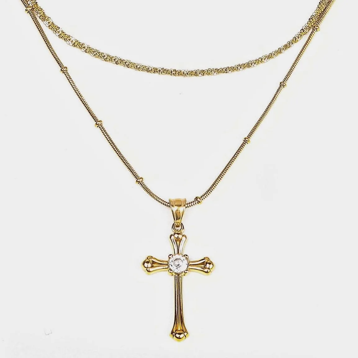 Vintage Cross Layered Necklace
