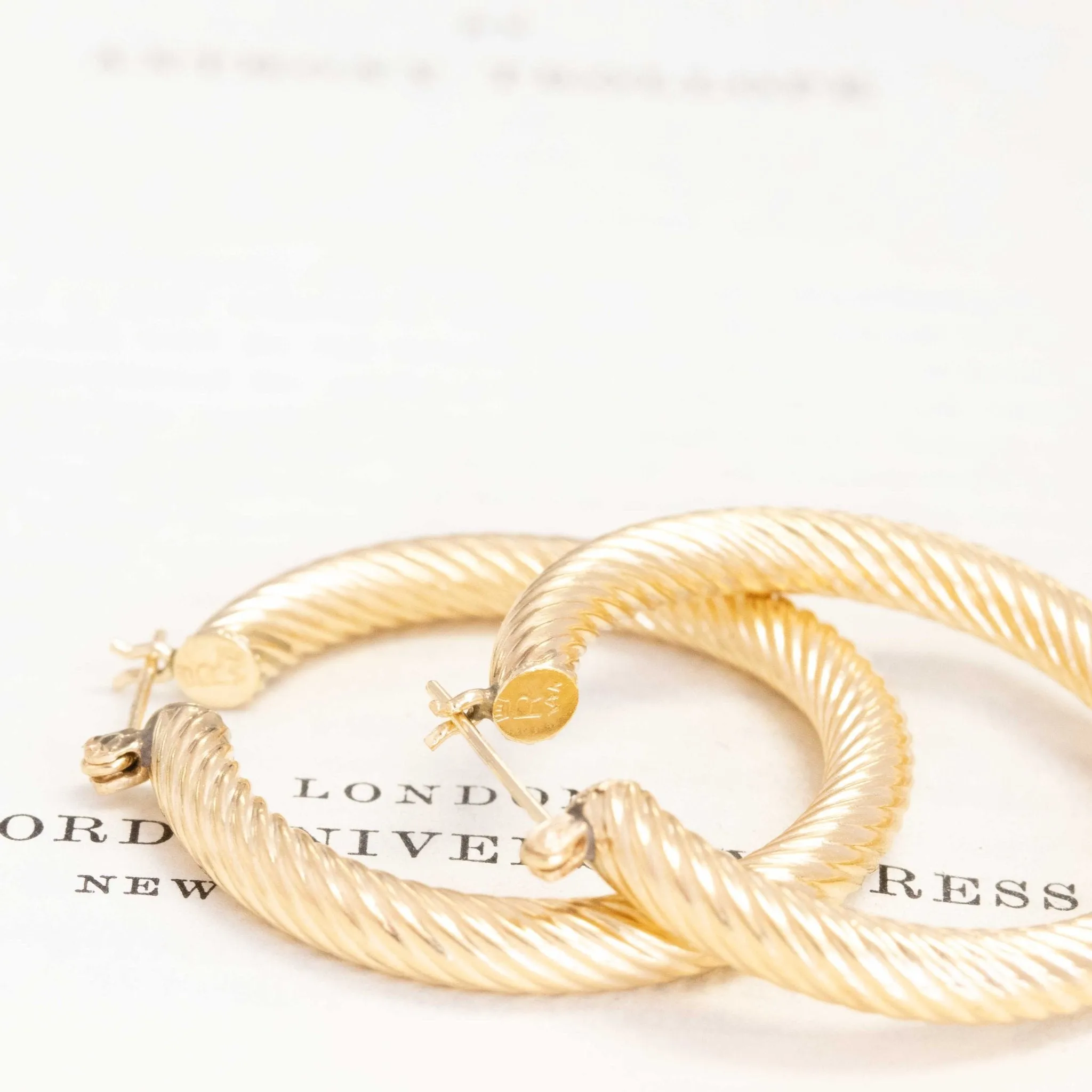 Vintage Large Rope Hoop Earrings