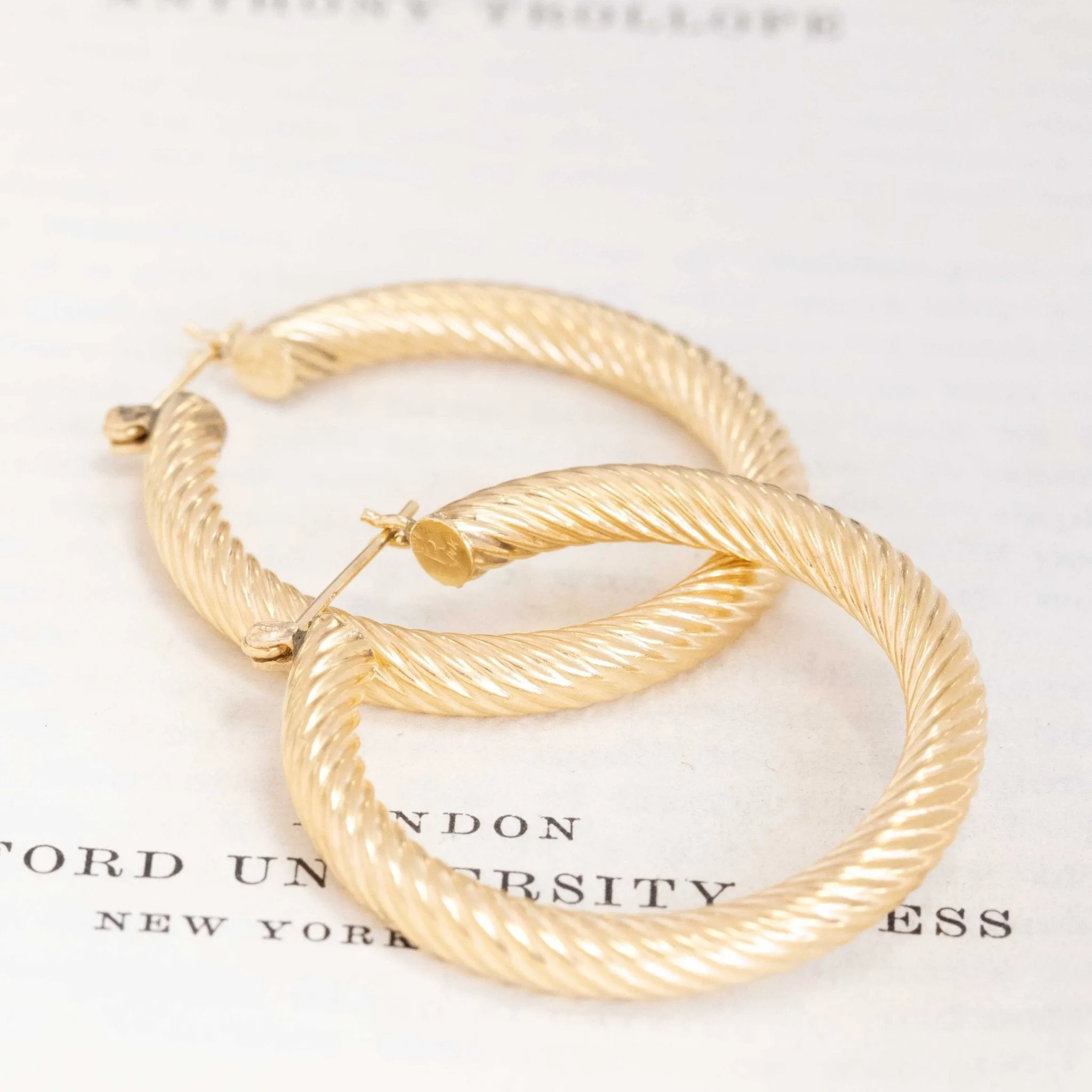 Vintage Large Rope Hoop Earrings