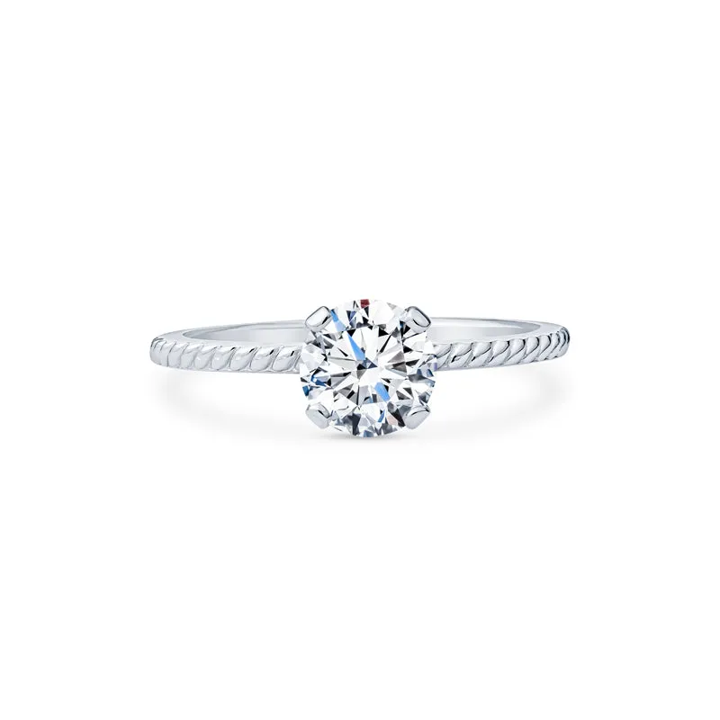 Vintage Style Coin Edge Round Solitaire Engagment Rings