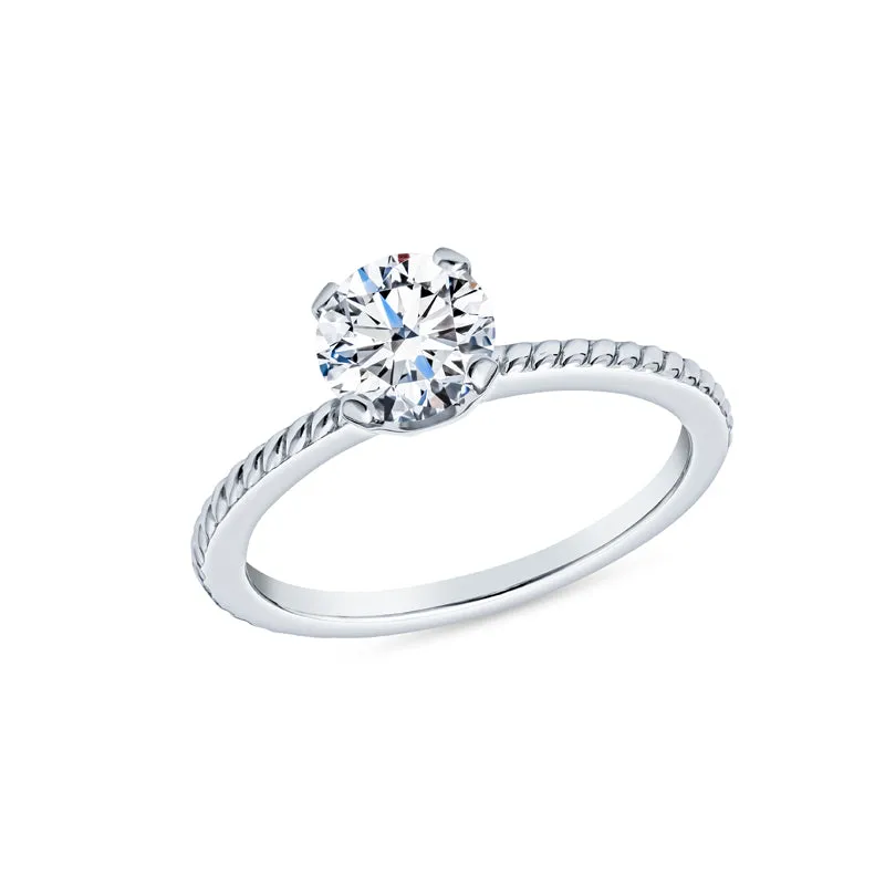 Vintage Style Coin Edge Round Solitaire Engagment Rings