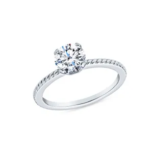 Vintage Style Coin Edge Round Solitaire Engagment Rings
