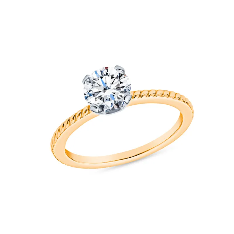 Vintage Style Coin Edge Round Solitaire Engagment Rings