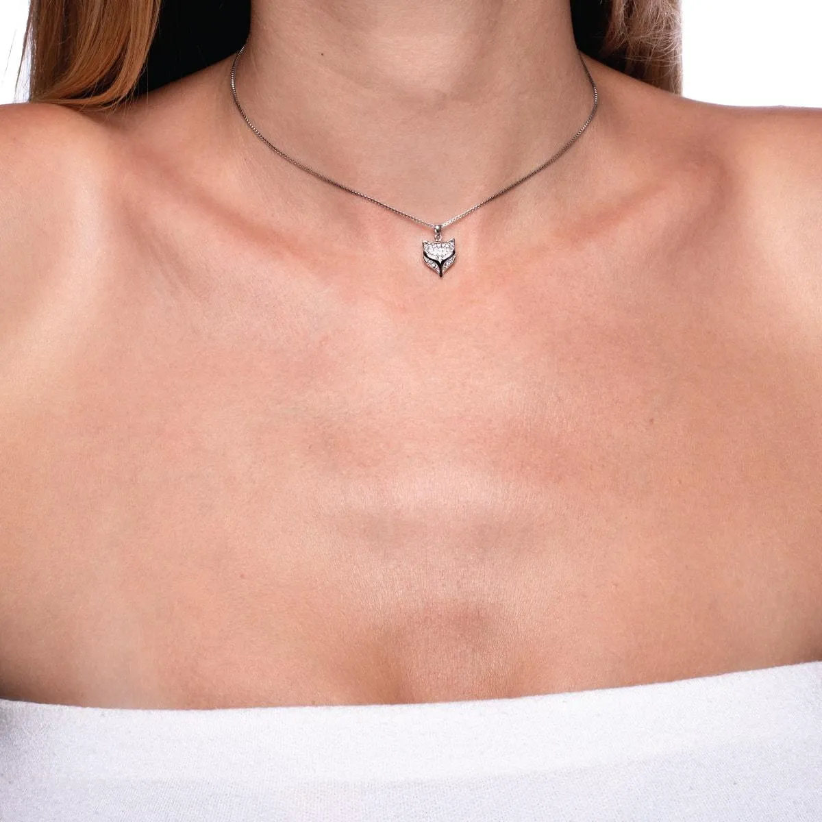 Vixen | .925 Sterling Silver | Crystal Fox Infinity Clasp Necklace