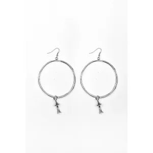 West and Co Hammered Silver Hoop Earrings with Blossom Charm
