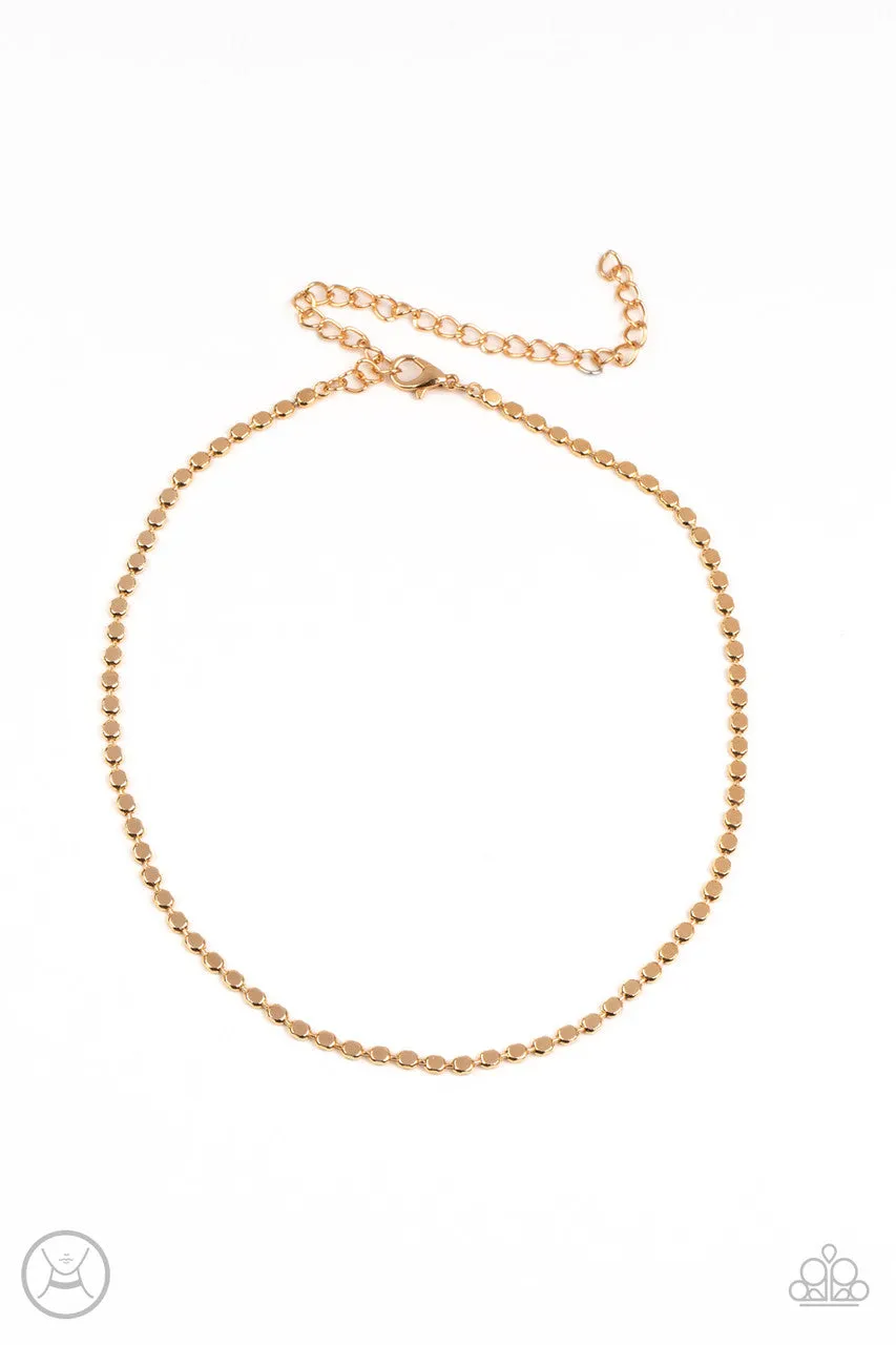 When in CHROME Gold Paparazzi Choker Necklace