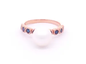 White Pearl Sapphire Ring in 14k Rose Gold