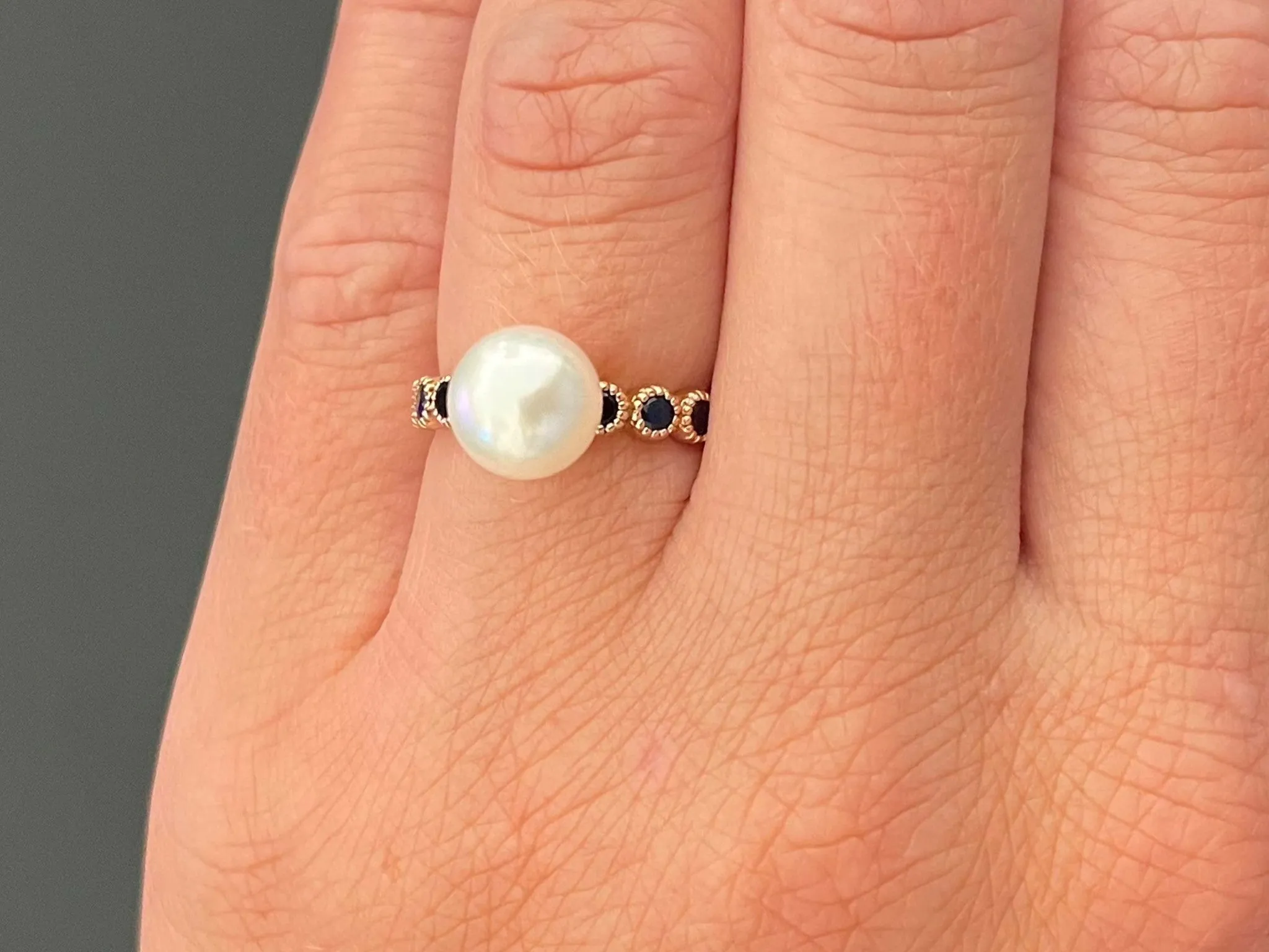 White Pearl Sapphire Ring in 14k Rose Gold