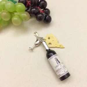 Wine & Cheese Miniature Charm Pendant