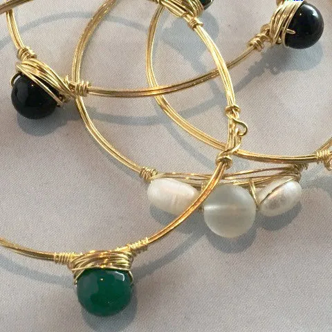 Wire Wrapped Black Onyx Stone Bracelet