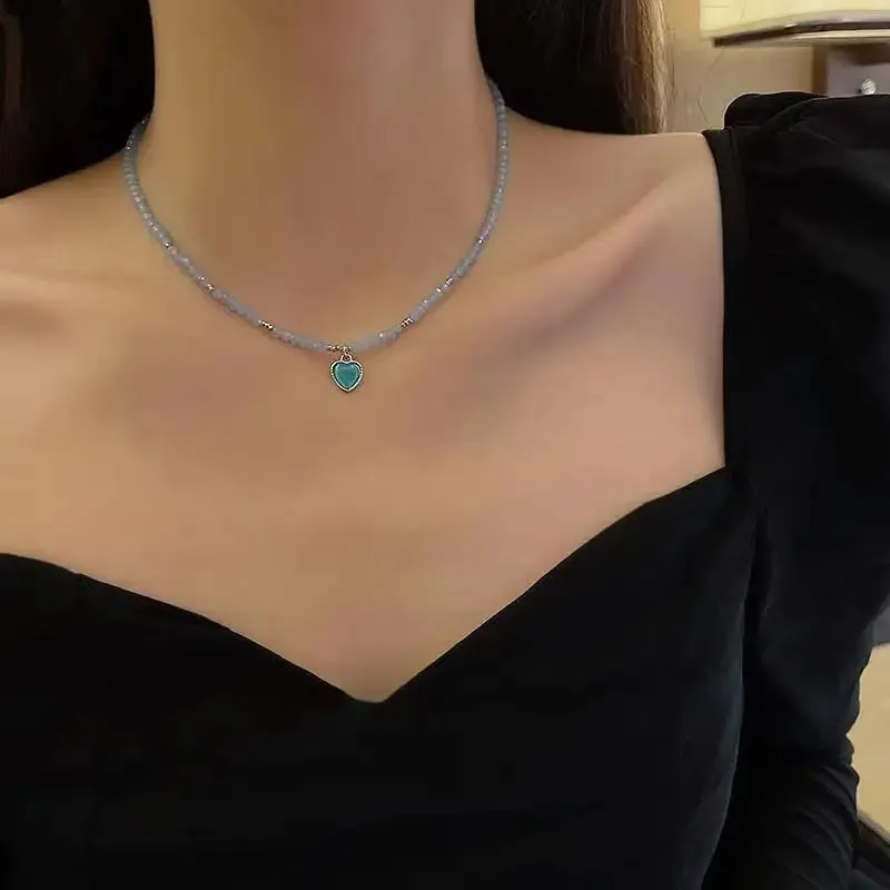 Women Choker Necklace Double Layer Beads Necklace Gift for Friend Silver Color Geometric Necklace Wholesale Collar Jewelry