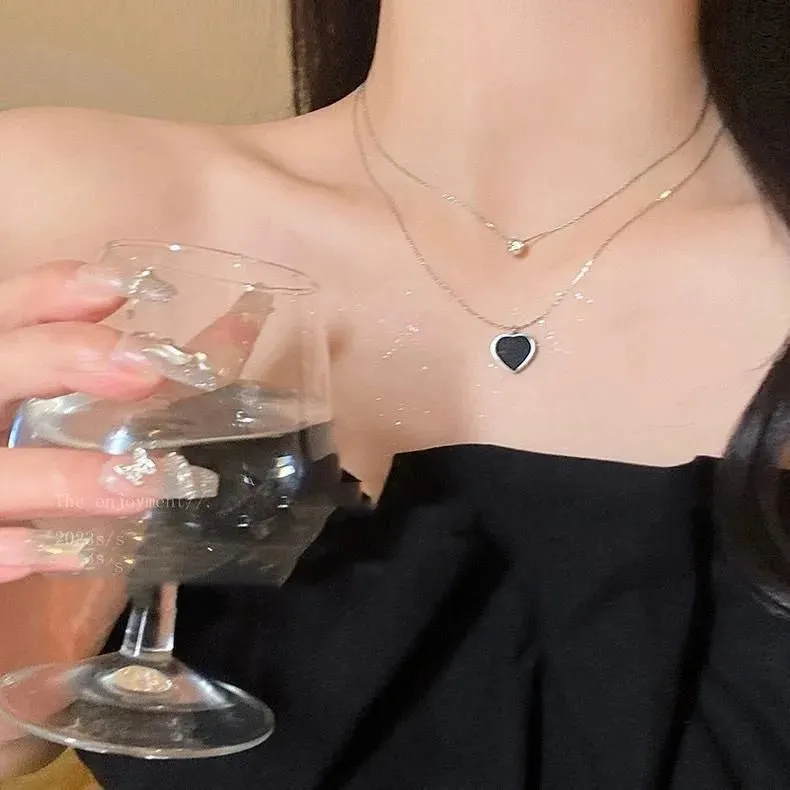 Women Choker Necklace Double Layer Beads Necklace Gift for Friend Silver Color Geometric Necklace Wholesale Collar Jewelry