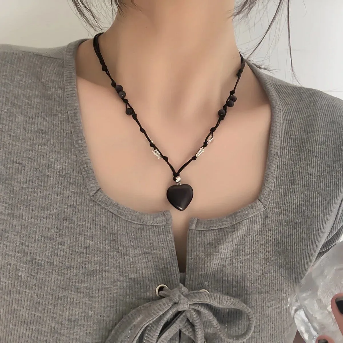 Women Choker Necklace Double Layer Beads Necklace Gift for Friend Silver Color Geometric Necklace Wholesale Collar Jewelry