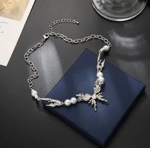 Women Choker Necklace Double Layer Beads Necklace Gift for Friend Silver Color Geometric Necklace Wholesale Collar Jewelry