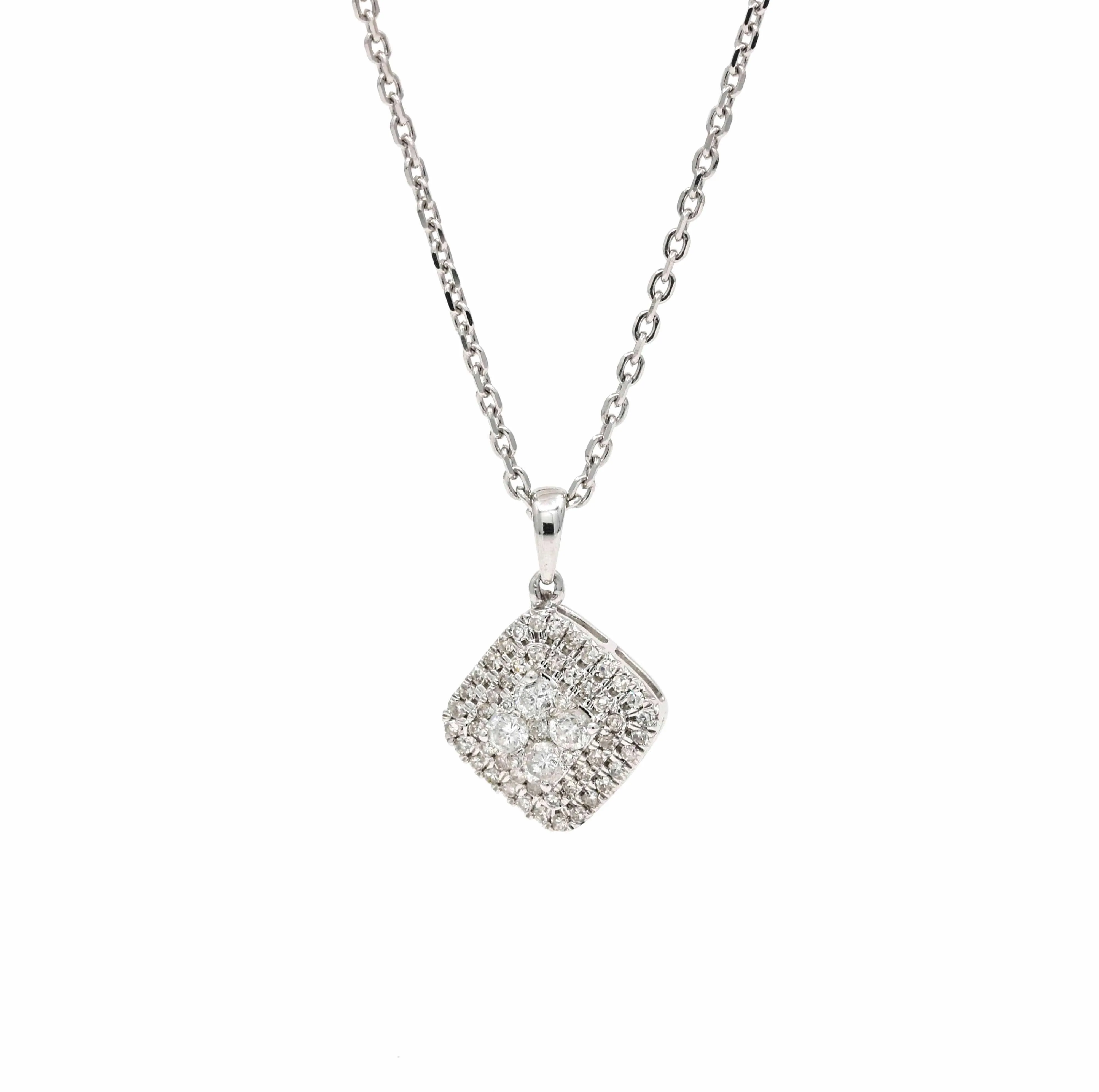 Women's Diamond Cluster Charm Pendant Necklace in 10k 14k White Gold