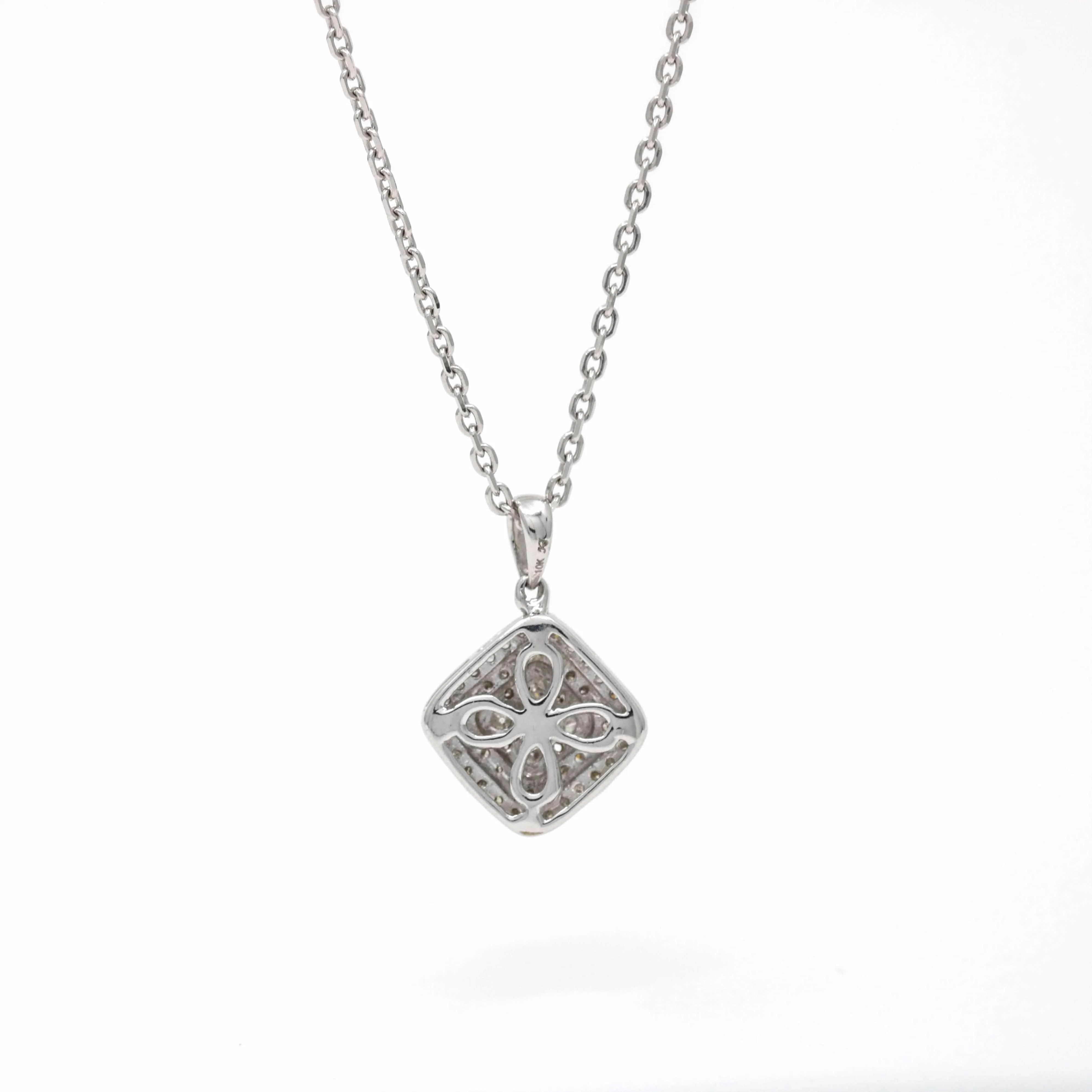 Women's Diamond Cluster Charm Pendant Necklace in 10k 14k White Gold