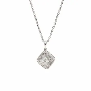 Women's Diamond Cluster Charm Pendant Necklace in 10k 14k White Gold