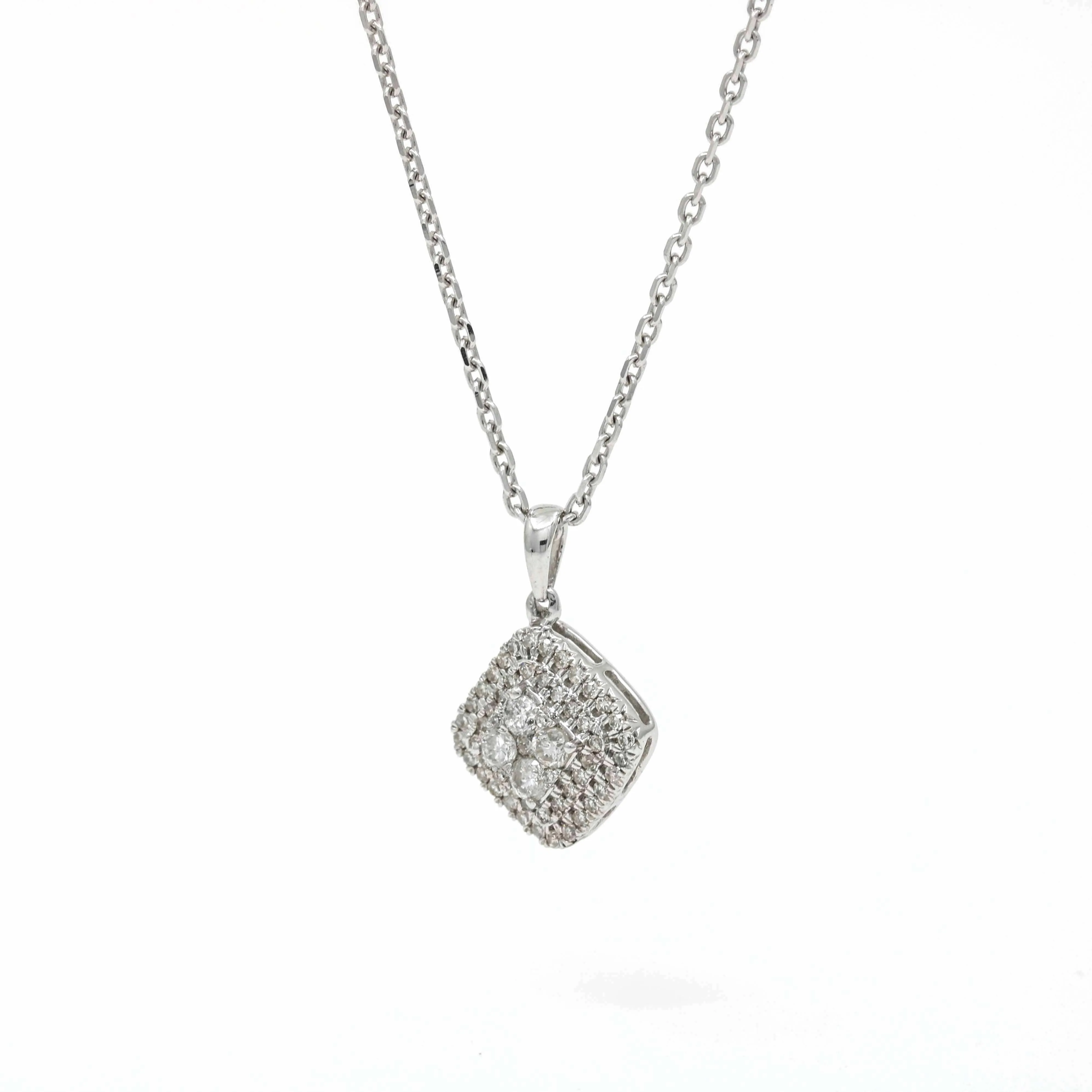 Women's Diamond Cluster Charm Pendant Necklace in 10k 14k White Gold