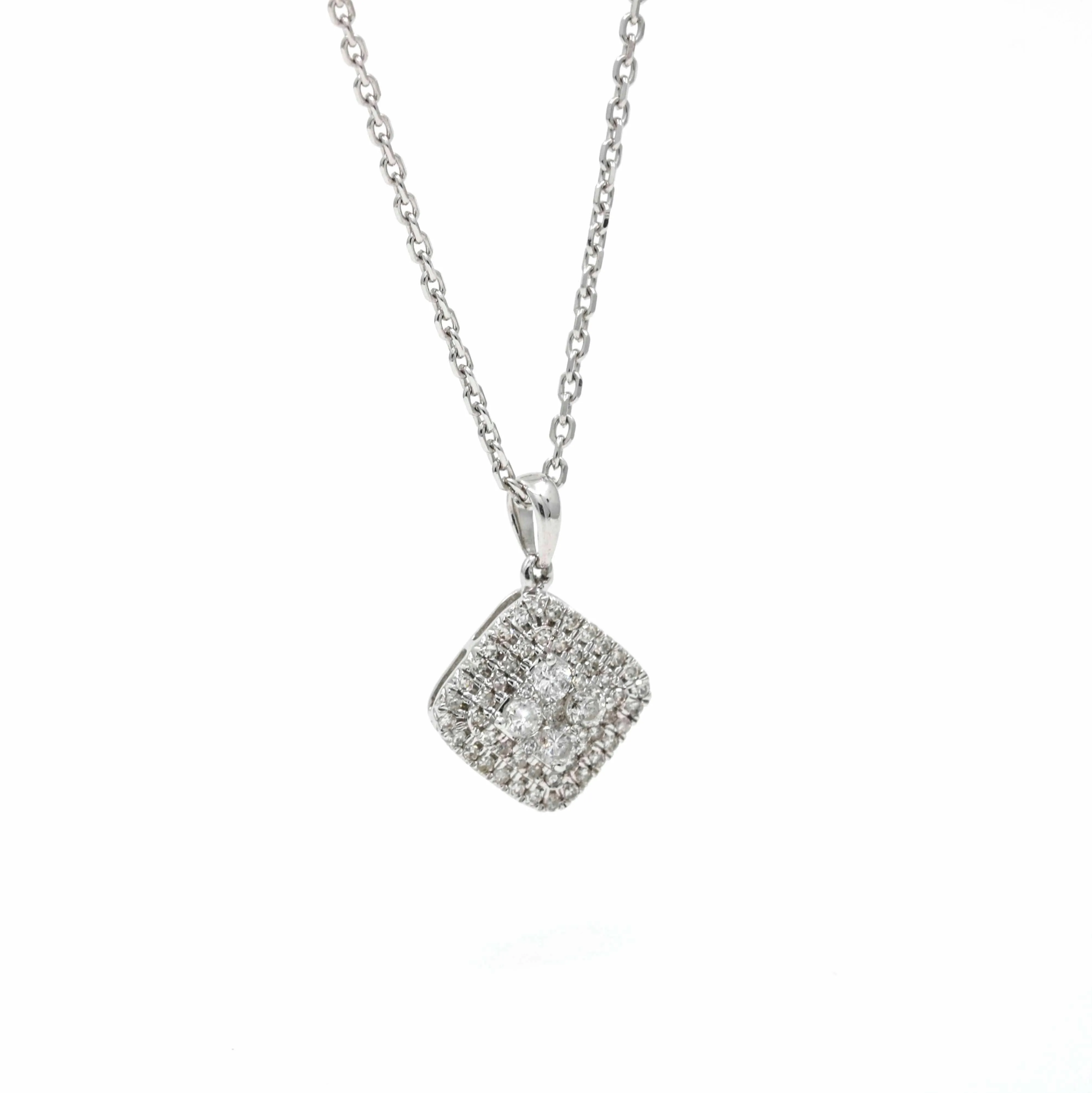 Women's Diamond Cluster Charm Pendant Necklace in 10k 14k White Gold