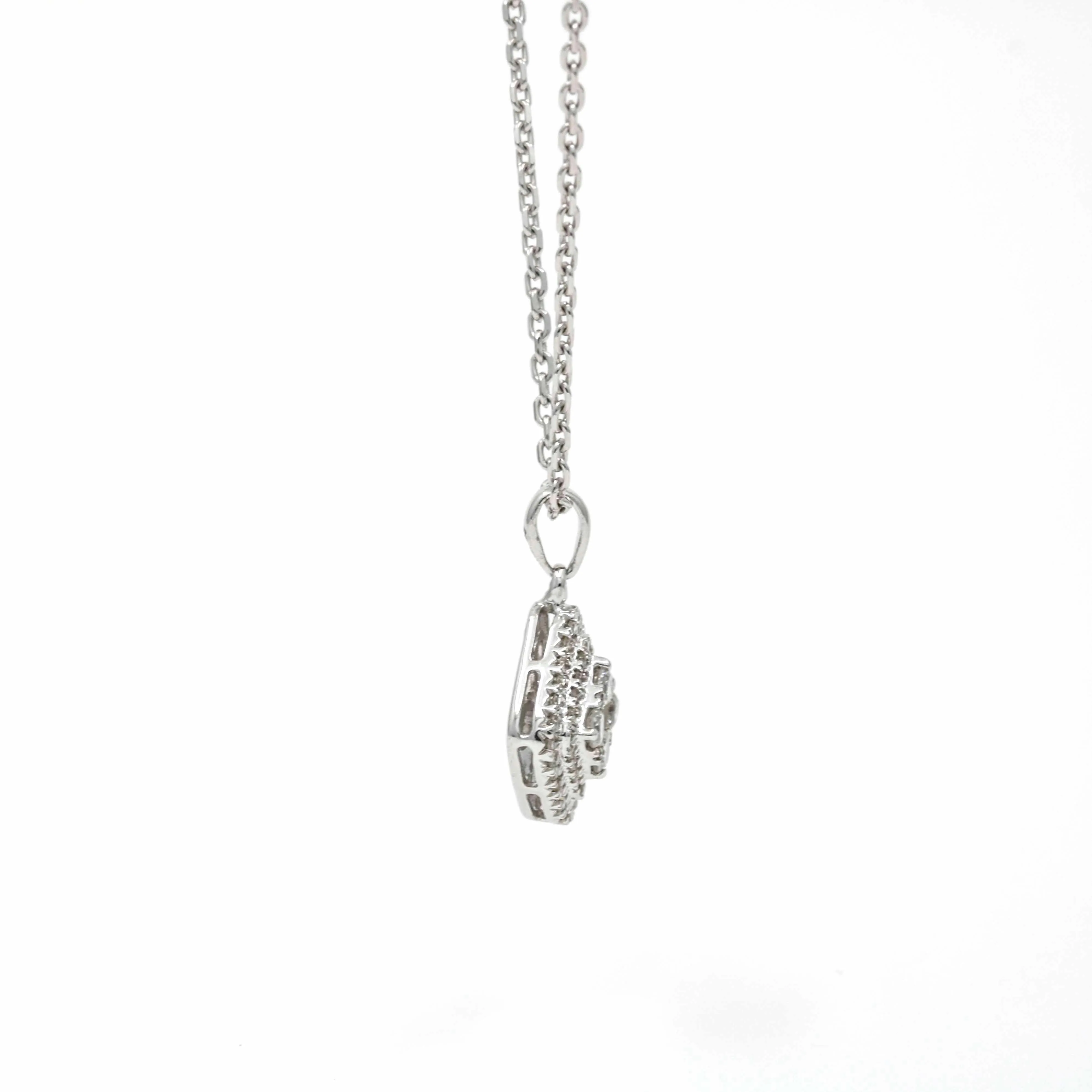 Women's Diamond Cluster Charm Pendant Necklace in 10k 14k White Gold