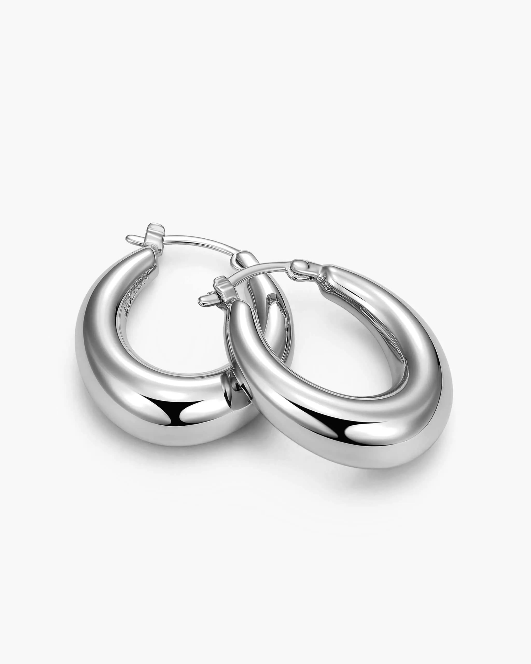 Women's Dome Hoop Earrings - Silver