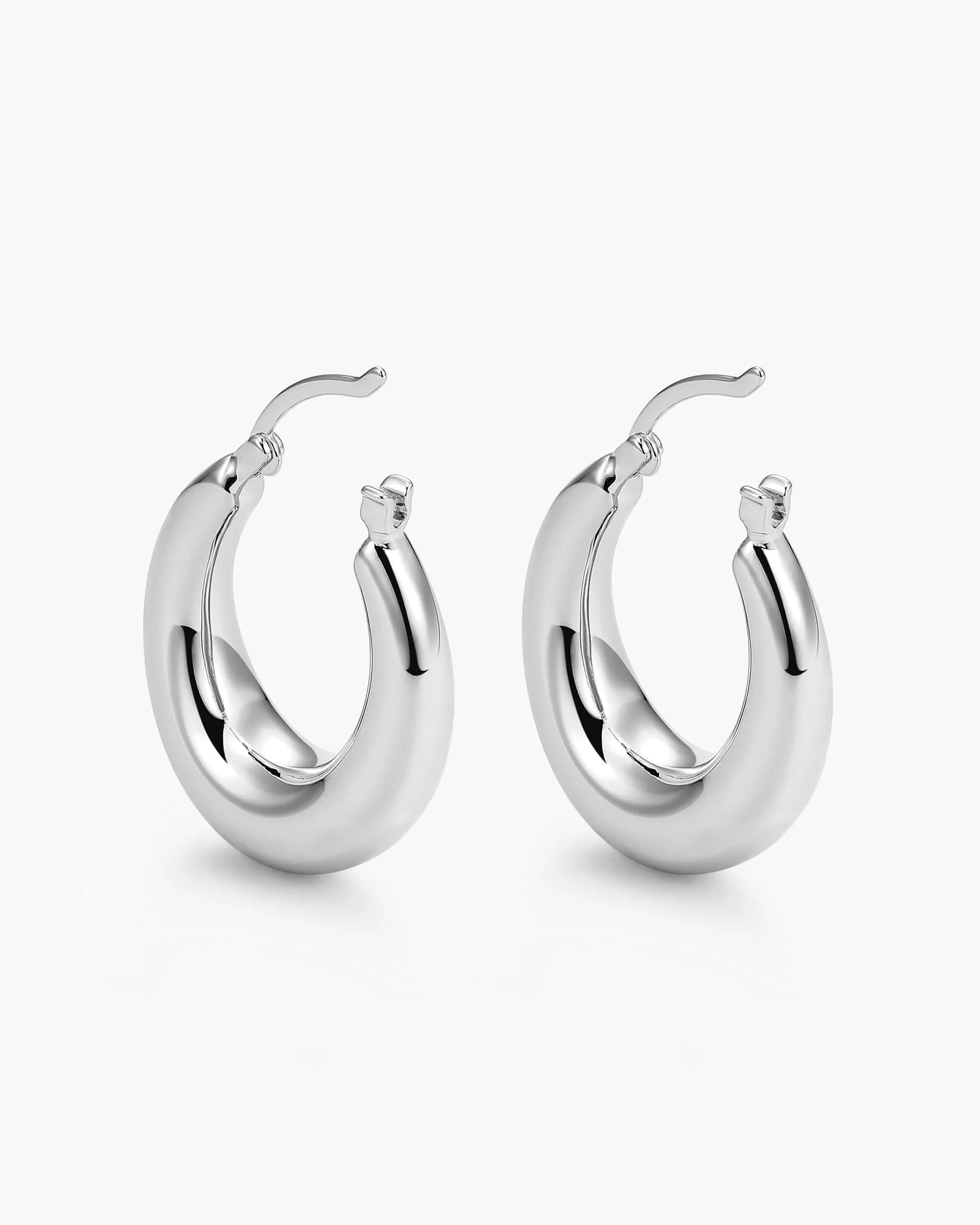 Women's Dome Hoop Earrings - Silver