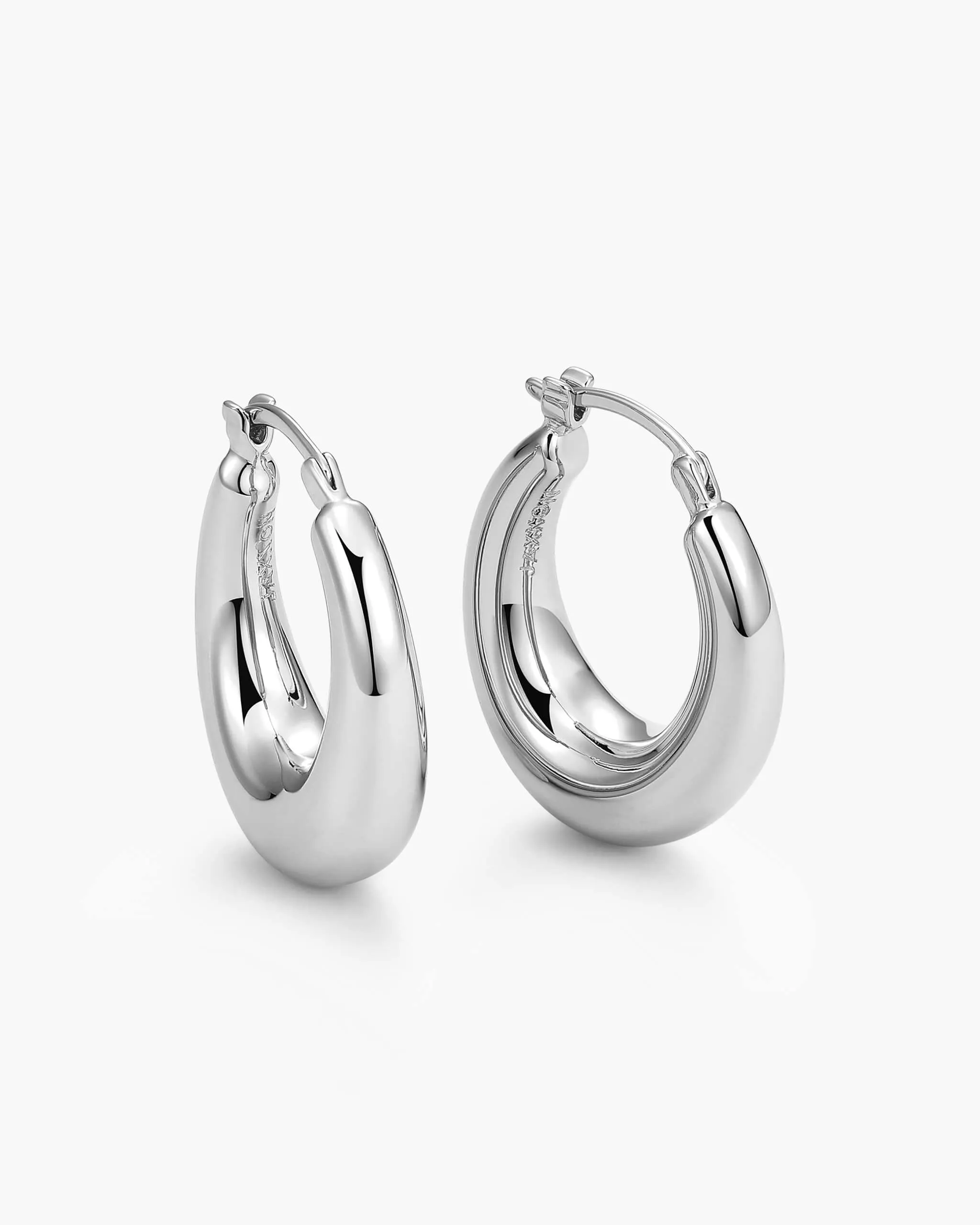 Women's Dome Hoop Earrings - Silver