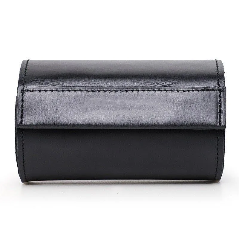 Woosir Leather Black Watch Roll Case for 2 Watches