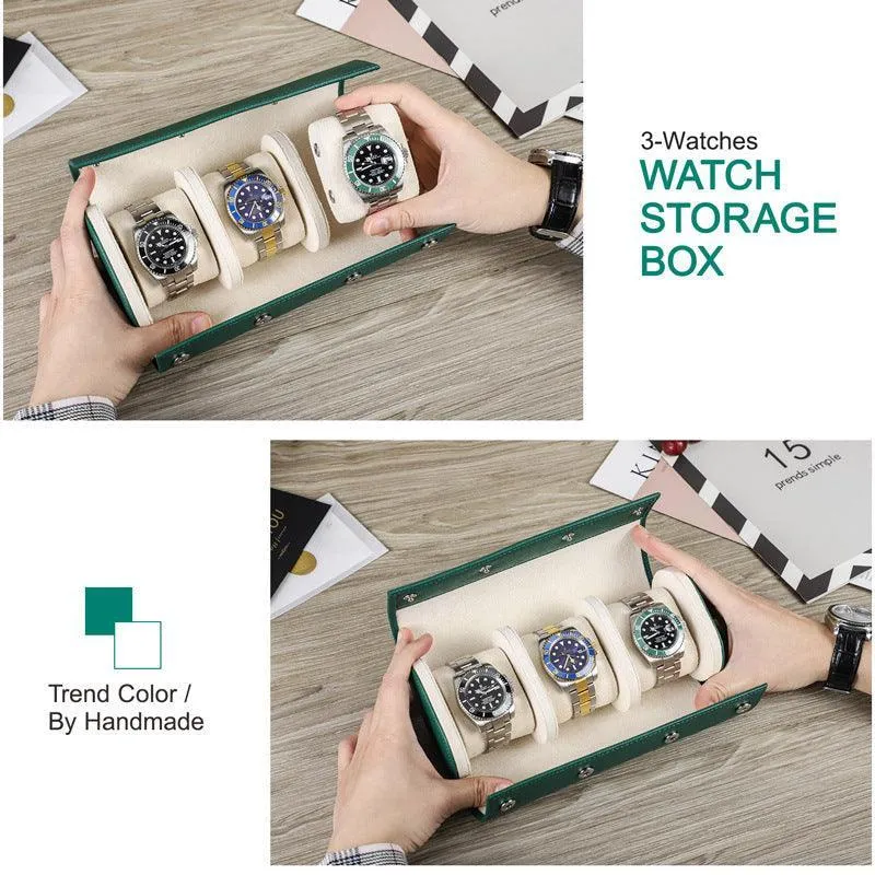 Woosir Trend Leather Watch Case for 3 Watches