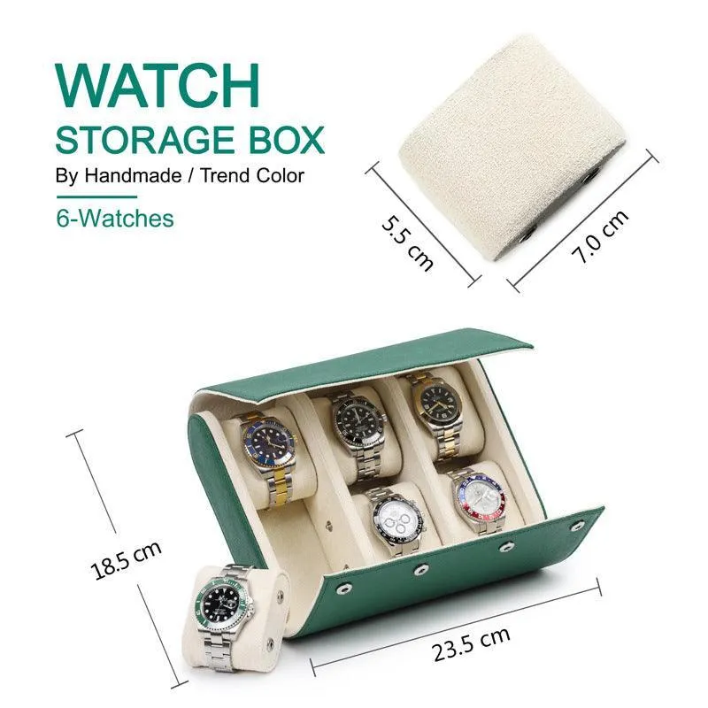 Woosir Trend Leather Watch Case for 6 Watches