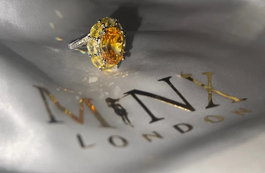 Yellow Diamond Ring | Yellow Diamond Engagement Rings | Canary Yellow Diamond Ring | Halo Wedding Ring | Womens Engagement Ring | Halo Ring