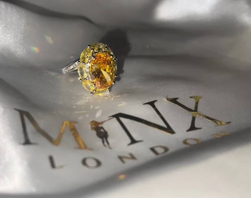 Yellow Diamond Ring | Yellow Diamond Engagement Rings | Canary Yellow Diamond Ring | Halo Wedding Ring | Womens Engagement Ring | Halo Ring