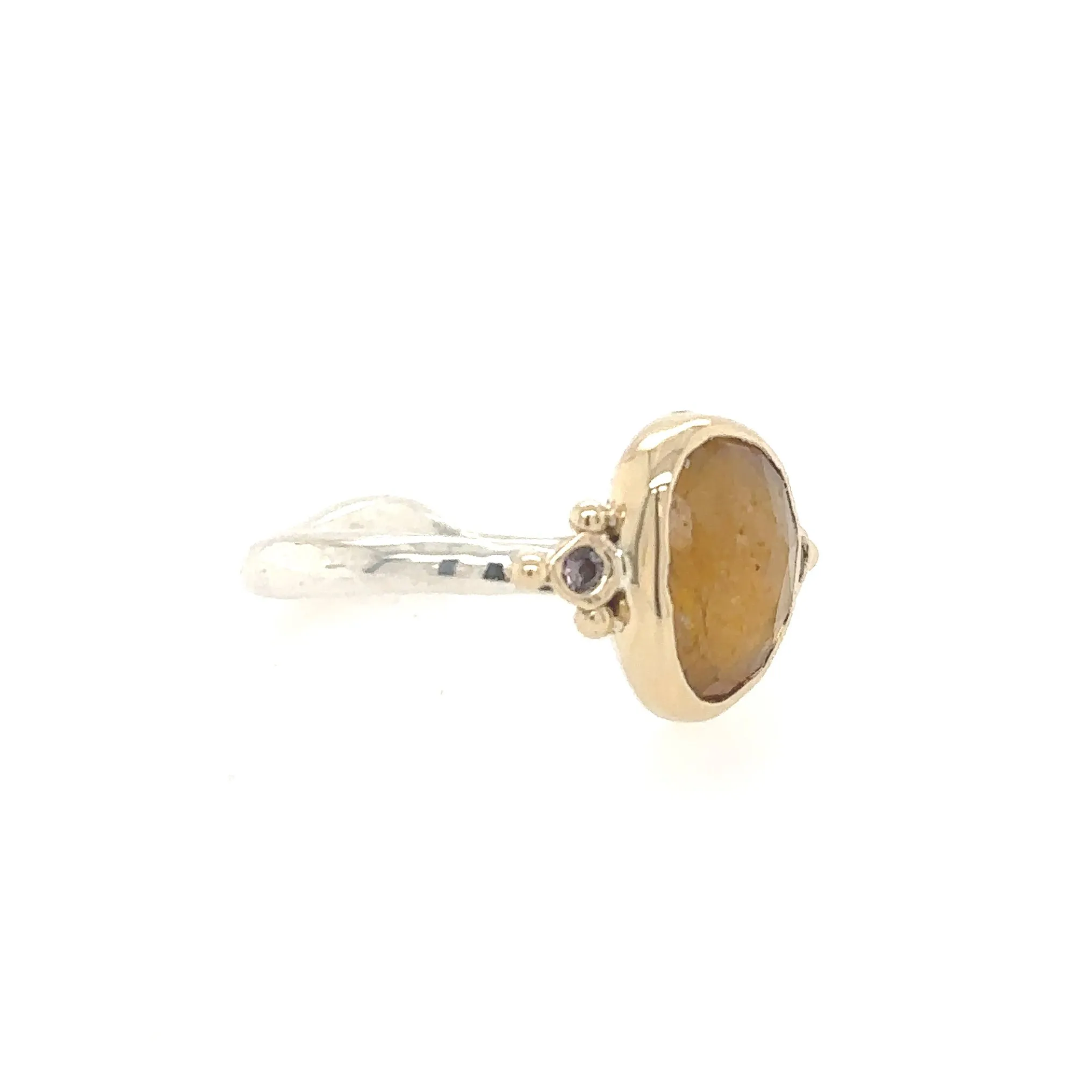 Yellow Sapphire   Side Sapphires Ring