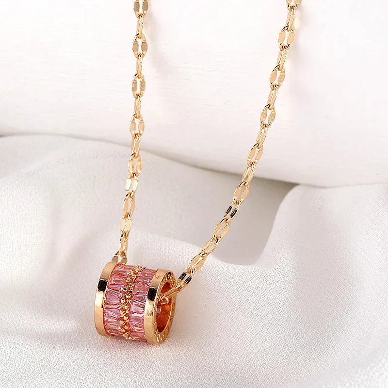 Zircon Crystal Pendant Clavicle Chain Necklace For Women Stainless Steel Jewelry Female Wedding Party Accessorie